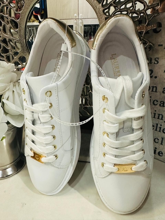Lauren Ralph Lauren Shoes - Lauren Ralph Lauren White Sneakers with Gold Accents